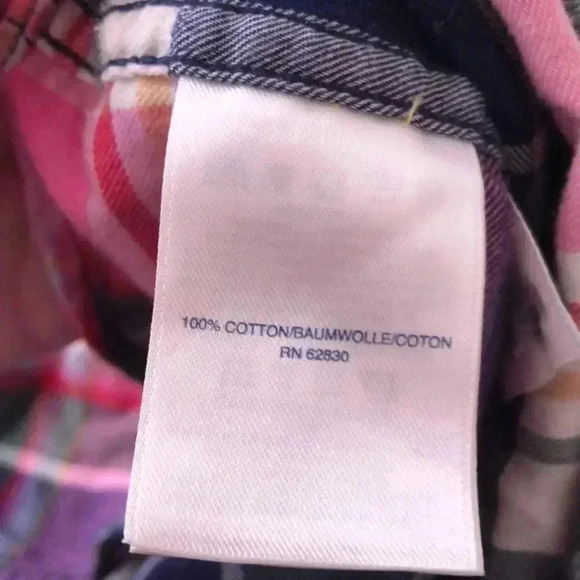 Lands End pullover plaid long sleeve cotton shirt. Size 14 - Picture 9 of 10